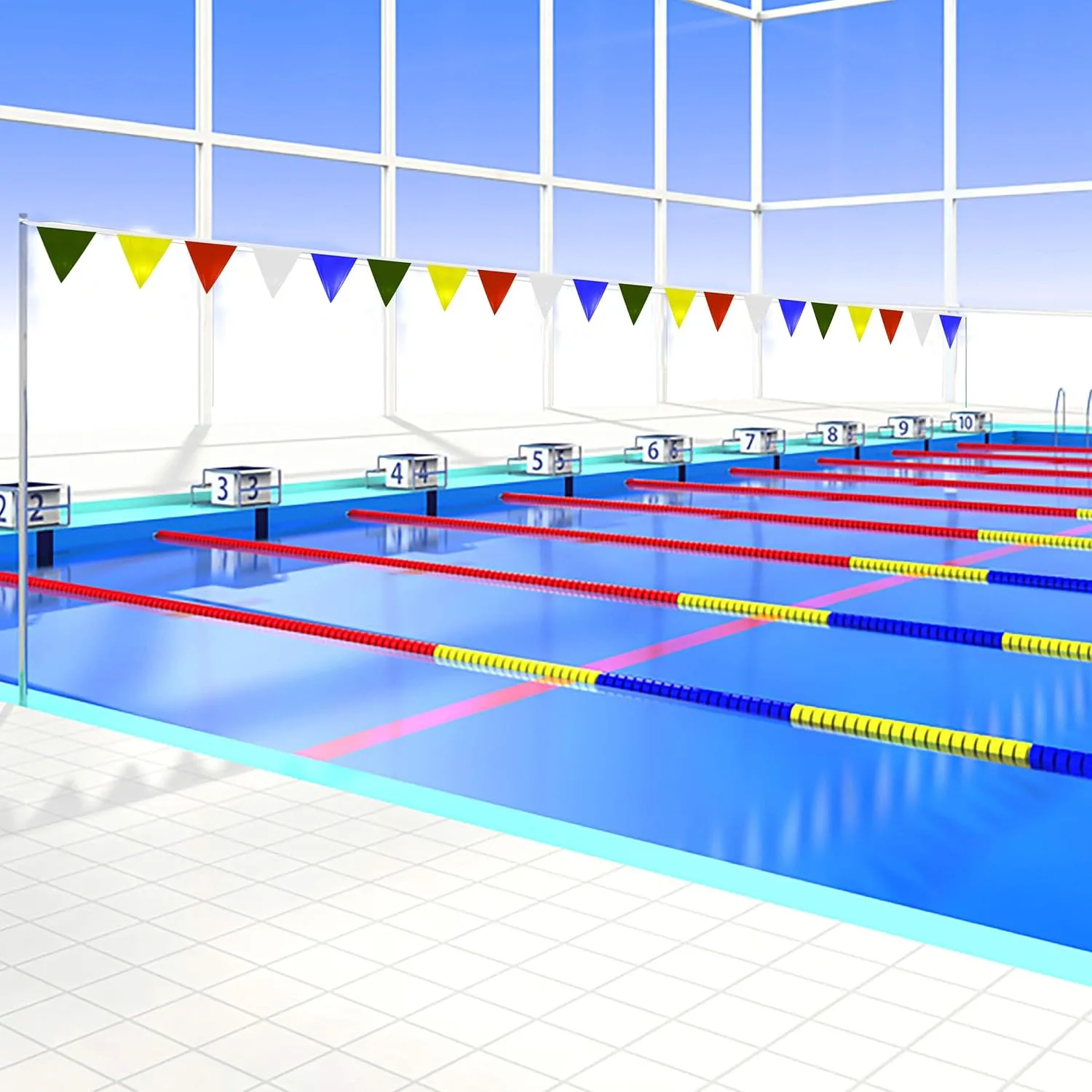 Water Gear Backstroke Flags - Meets All Regulations - Heavy-Duty Vinyl - Great for Swimmers and Divers - Competitive Swim Gear
