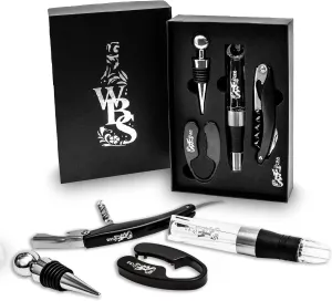 WBS Wine Opener Set- Corkscrew, Foil Cutter, Bottle Stopper, Aerator Pourer - Perfect Wine Accessories for Valentine's Day, Birthdays - Ideal for a Wine Basket, Wine Lovers, Vino Tool Kit