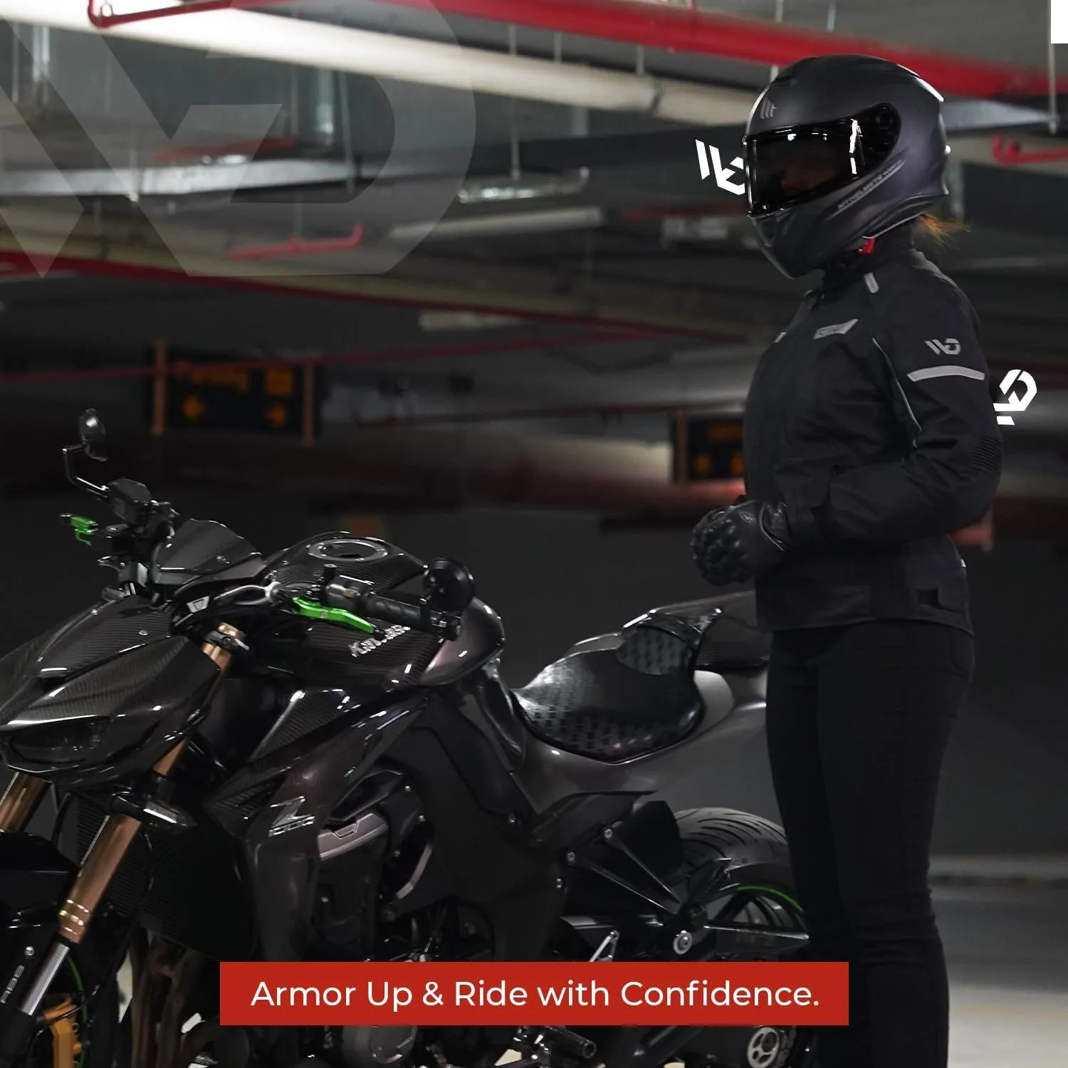 WD Motorcycle Jacket Women - Adjustable Slim Fit Biker Jacket Women Riding Gear with CE Armor - All Season Waterproof Textile Jacket with Thermal Lining & Ventilation (Black, Large)