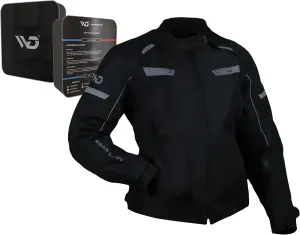 WD Motorcycle Jacket Women - Adjustable Slim Fit Biker Jacket Women Riding Gear with CE Armor - All Season Waterproof Textile Jacket with Thermal Lining & Ventilation (Black, Large)
