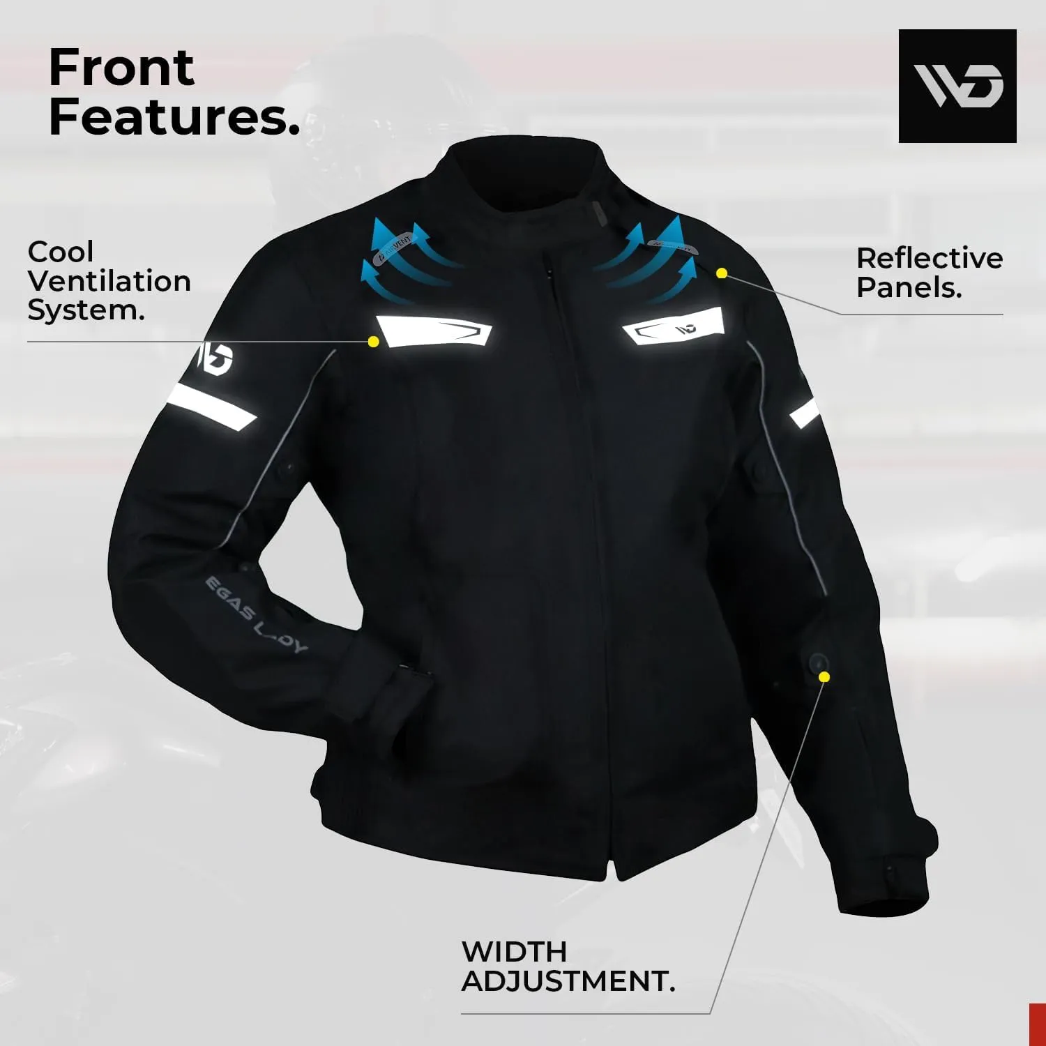 WD Motorcycle Jacket Women - Adjustable Slim Fit Biker Jacket Women Riding Gear with CE Armor - All Season Waterproof Textile Jacket with Thermal Lining & Ventilation (Black, Large)