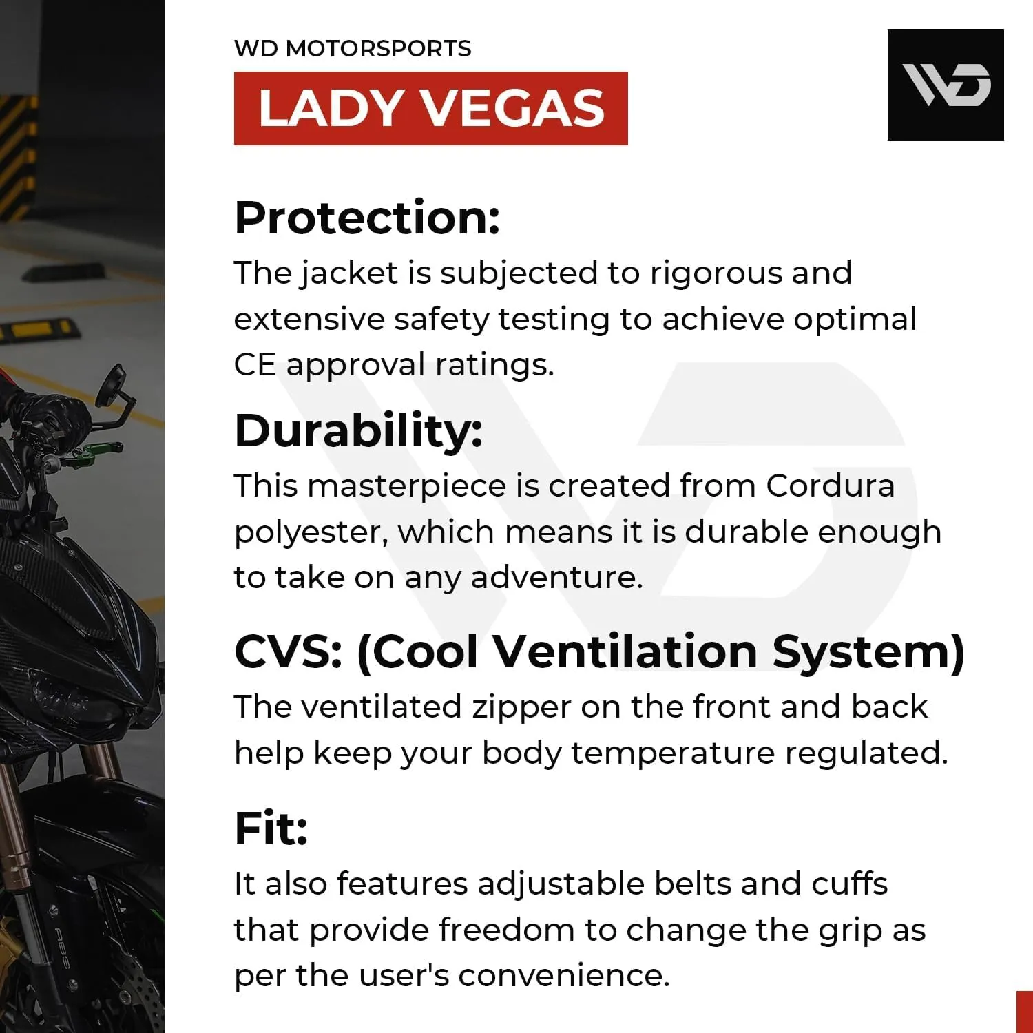 WD Motorcycle Jacket Women - Adjustable Slim Fit Biker Jacket Women Riding Gear with CE Armor - All Season Waterproof Textile Jacket with Thermal Lining & Ventilation (Black, Large)