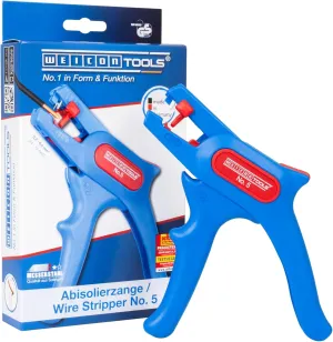 WEICON Automatic Wire Stripper No. 5 | adjustable 24-10 AWG (0.2-6.0 mm²) | Multi-Tool | Integrated Side Cutter (max. 2.0 mm) | Ergonomic Shape | for Round Cables