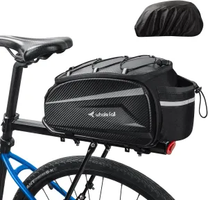 whale fall 10L Bike Trunk Bag - Waterproof Hard Shell Rear Rack Bag with Rain Cover, 4 Reflective Sides, Tool-Free Mount, Bike Accessories for Commuter, Road, Mountain, E-Bike
