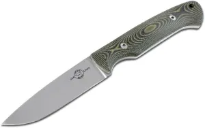 White River Knife & Tool Hunter Hunting Knife Black & Olive Drab Linen Micarta Handle WRHNT-LBO