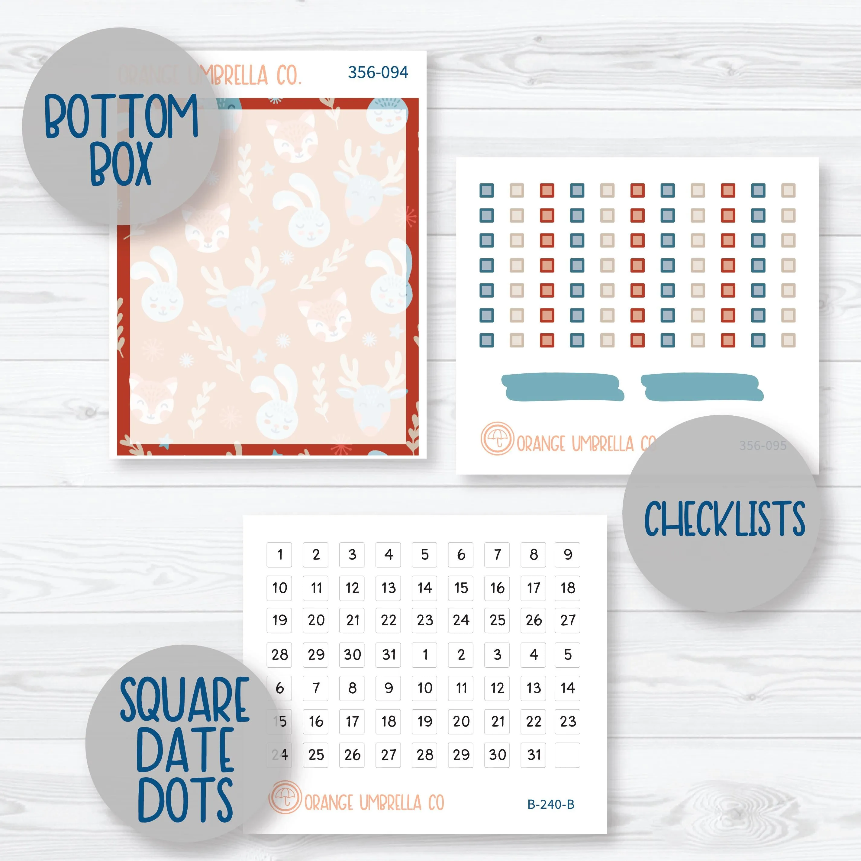 Winter Animal Kit | 7x9 Compact Vertical Planner Kit Stickers | Frosty Friends | 356-091