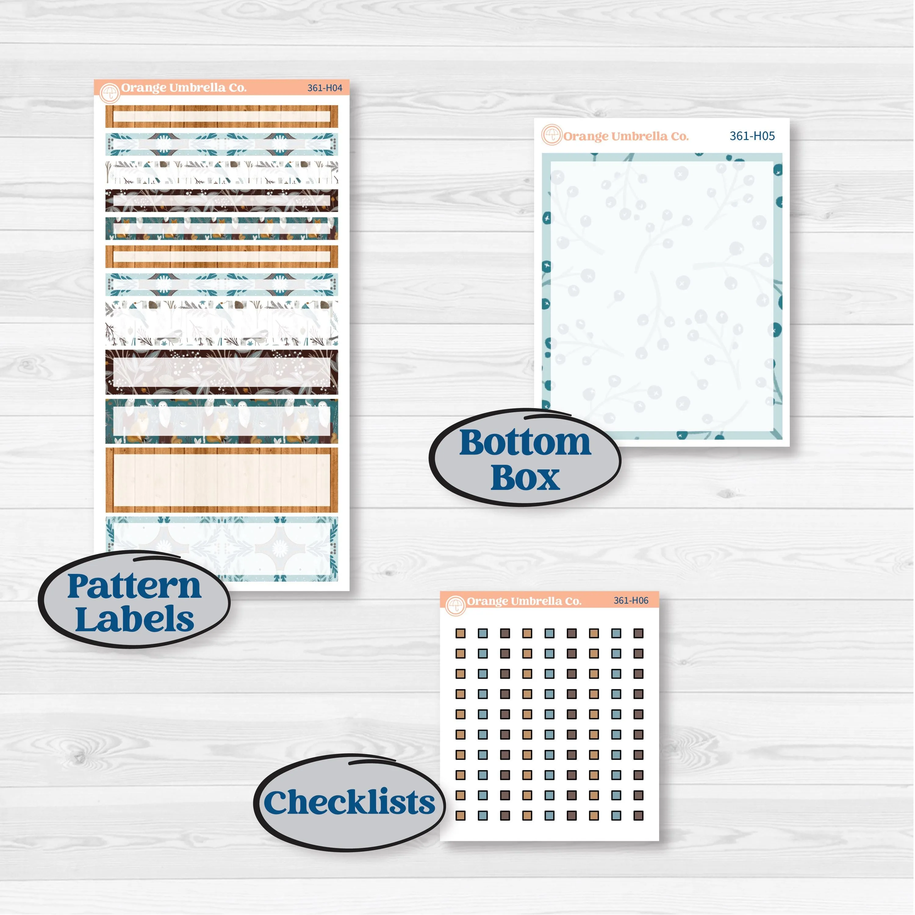 Winter Animal Kit | 7x9 Compact Vertical Planner Kit Stickers | Woodland Charm | KIT-361-H