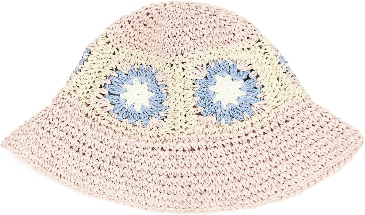 Women Straw Sun Hat Foldable Beach Hat Sunflower Floppy Bucket Hat