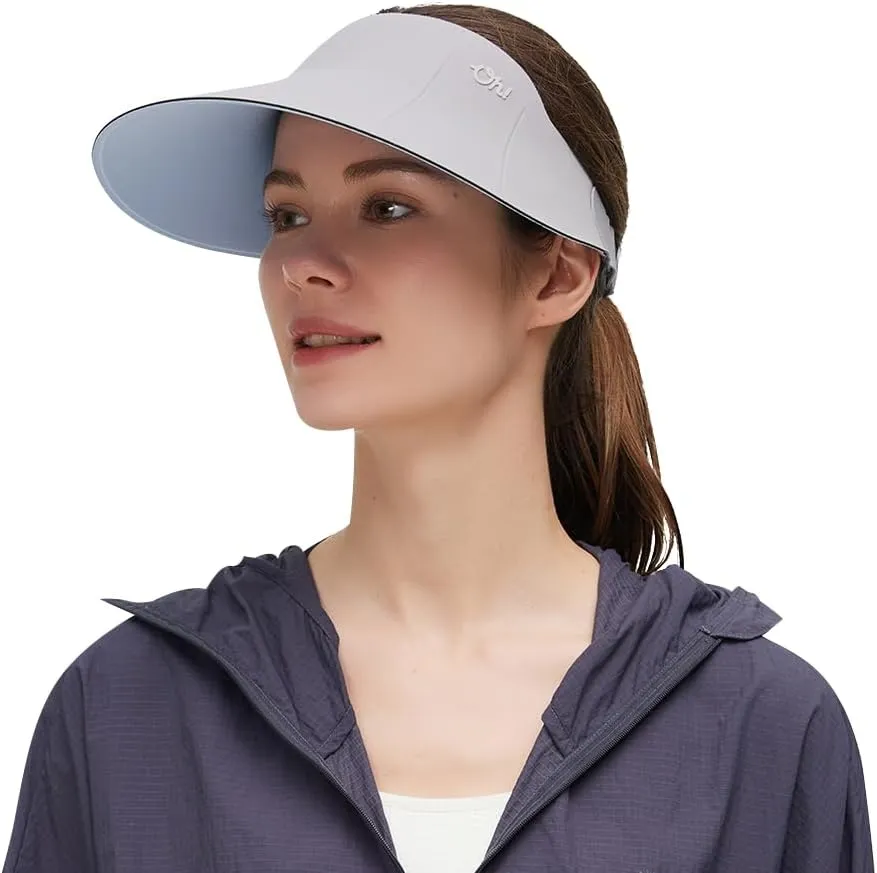 Women Wide Brim Sun Visor Hat Foldable UPF 50  Roll Up Packable Beach Cap Double Sided Wear UPF50 