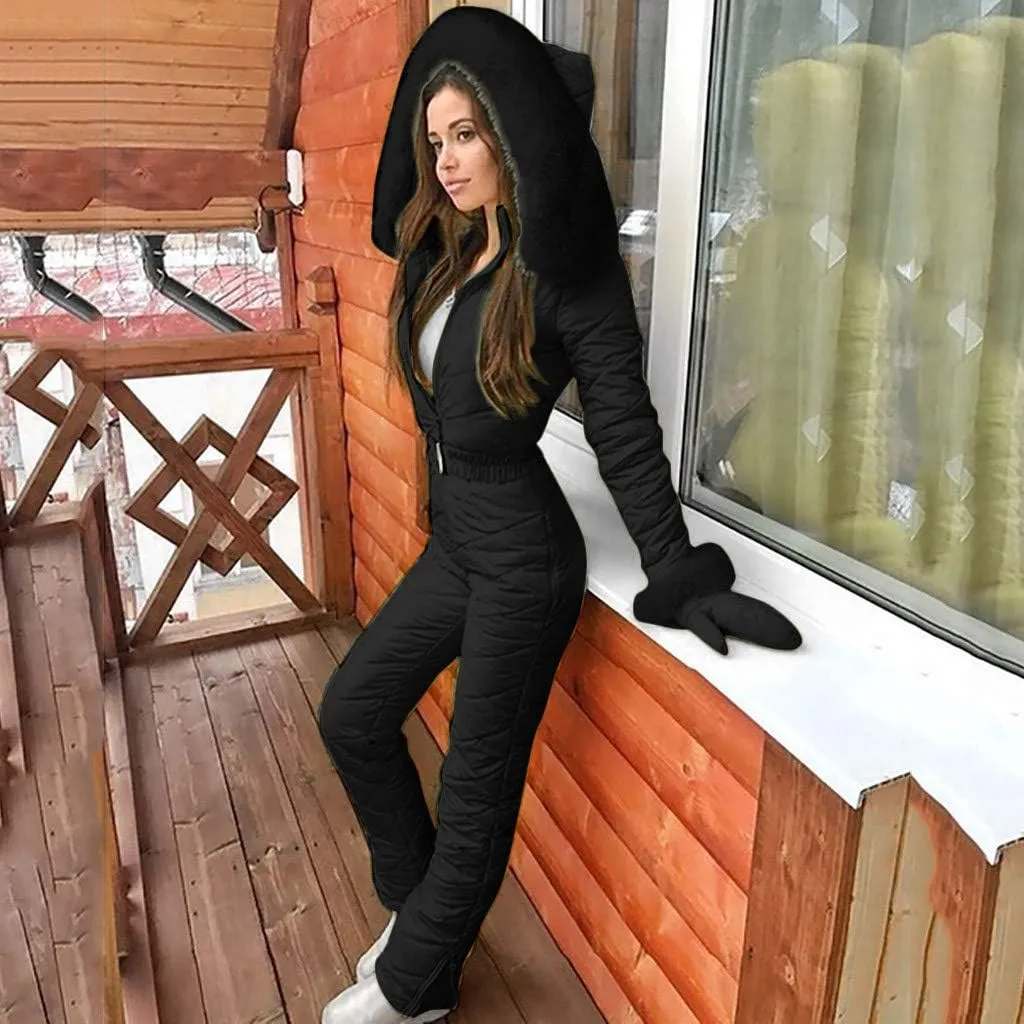 Womens One Piece Snowsuit Winter Onesie Warming Ski Suit Baggy Ski Outfits Outdoor Sports Cute Ski Jumpsuit Skiwear