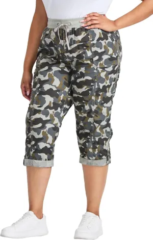 Women's Plus Size Cotton Roll Up Capri