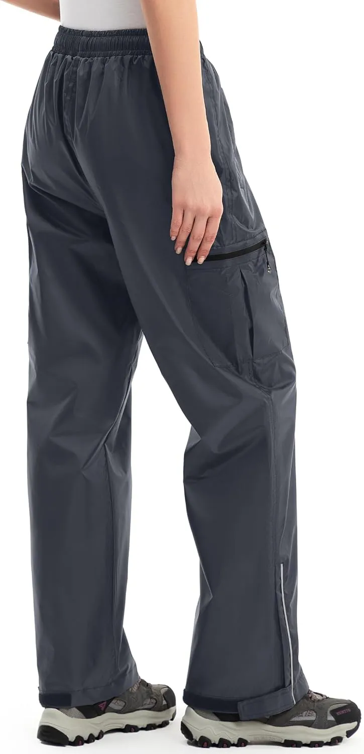 Women's Rain Pants Lightweight Waterproof Reflective,Windproof Breathable Gear Over Work for Hiking Cycling Outdoor Fishing