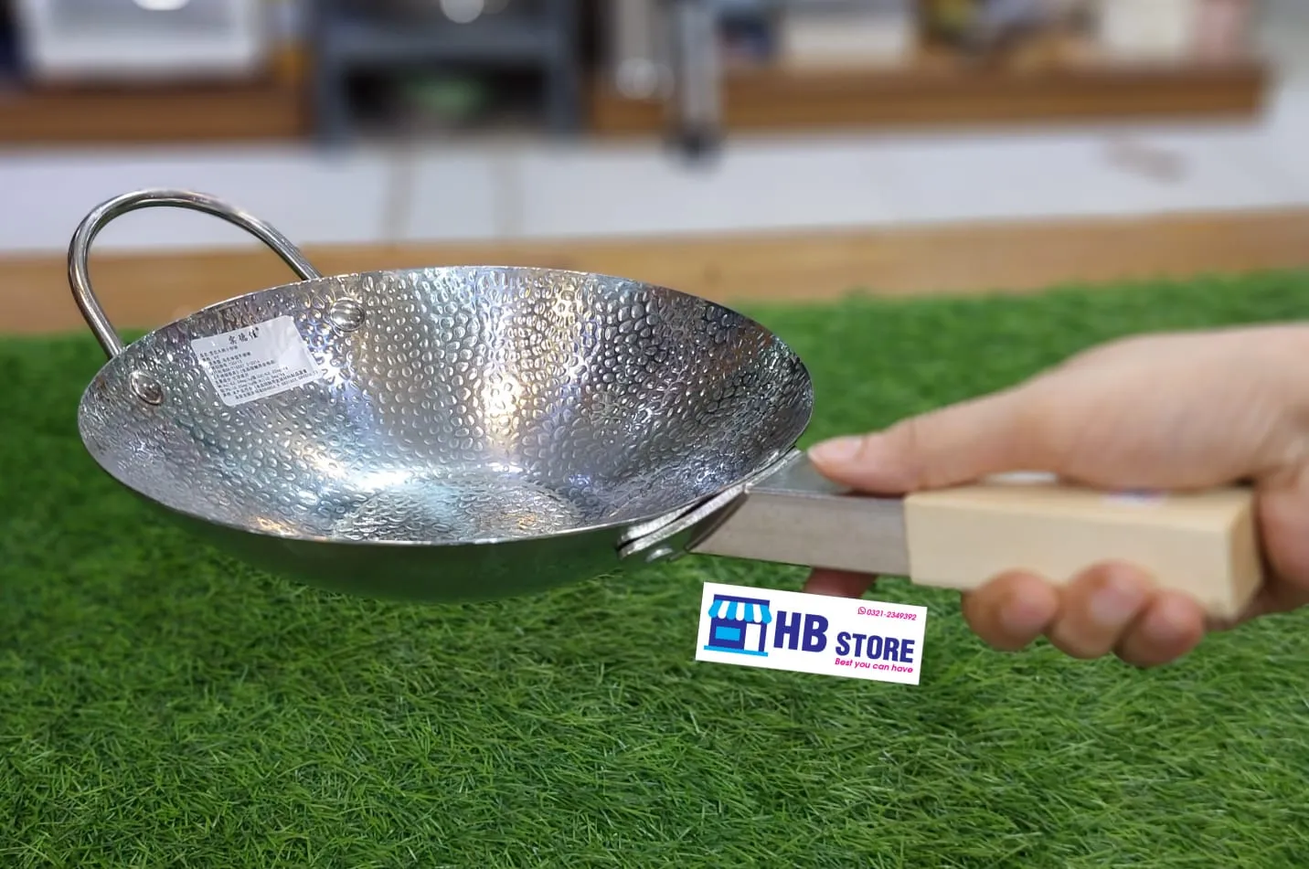 Wooden Handle Stainless Steel Cooking Woak