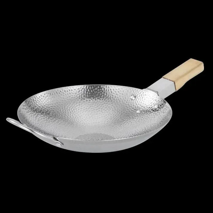 Wooden Handle Stainless Steel Cooking Woak
