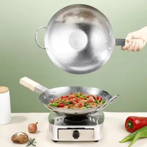 Wooden Handle Stainless Steel Cooking Woak
