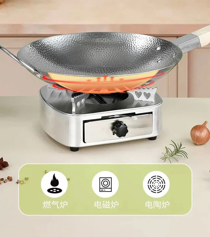 Wooden Handle Stainless Steel Cooking Woak
