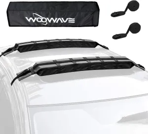 WOOWAVE Premium Kayak Roof Rack Pads Universal Car Soft Roof Rack Kayak Carrier for Canoe/Surfboard/Paddleboard/SUP/Snowboard with Tie Down Straps, Tie Down Rope, Quick Loop Strap and Storage Bag