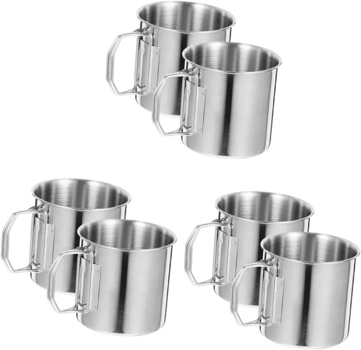 Yardwe 3sets Camping Collapsible Cup Portable Water Cup Stainless Steel Mug for Outdoor Tea Coffee Beer Wine Multi-function Accessory 2pcs*3