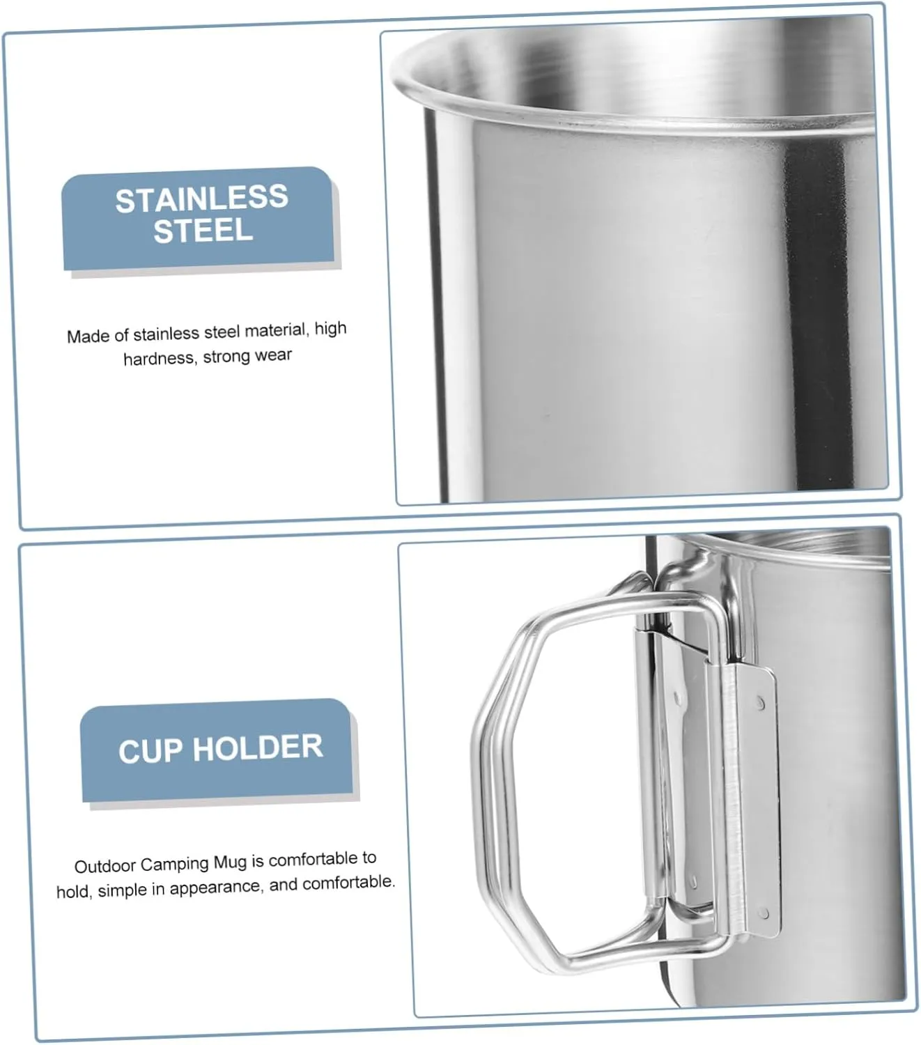 Yardwe 3sets Camping Collapsible Cup Portable Water Cup Stainless Steel Mug for Outdoor Tea Coffee Beer Wine Multi-function Accessory 2pcs*3
