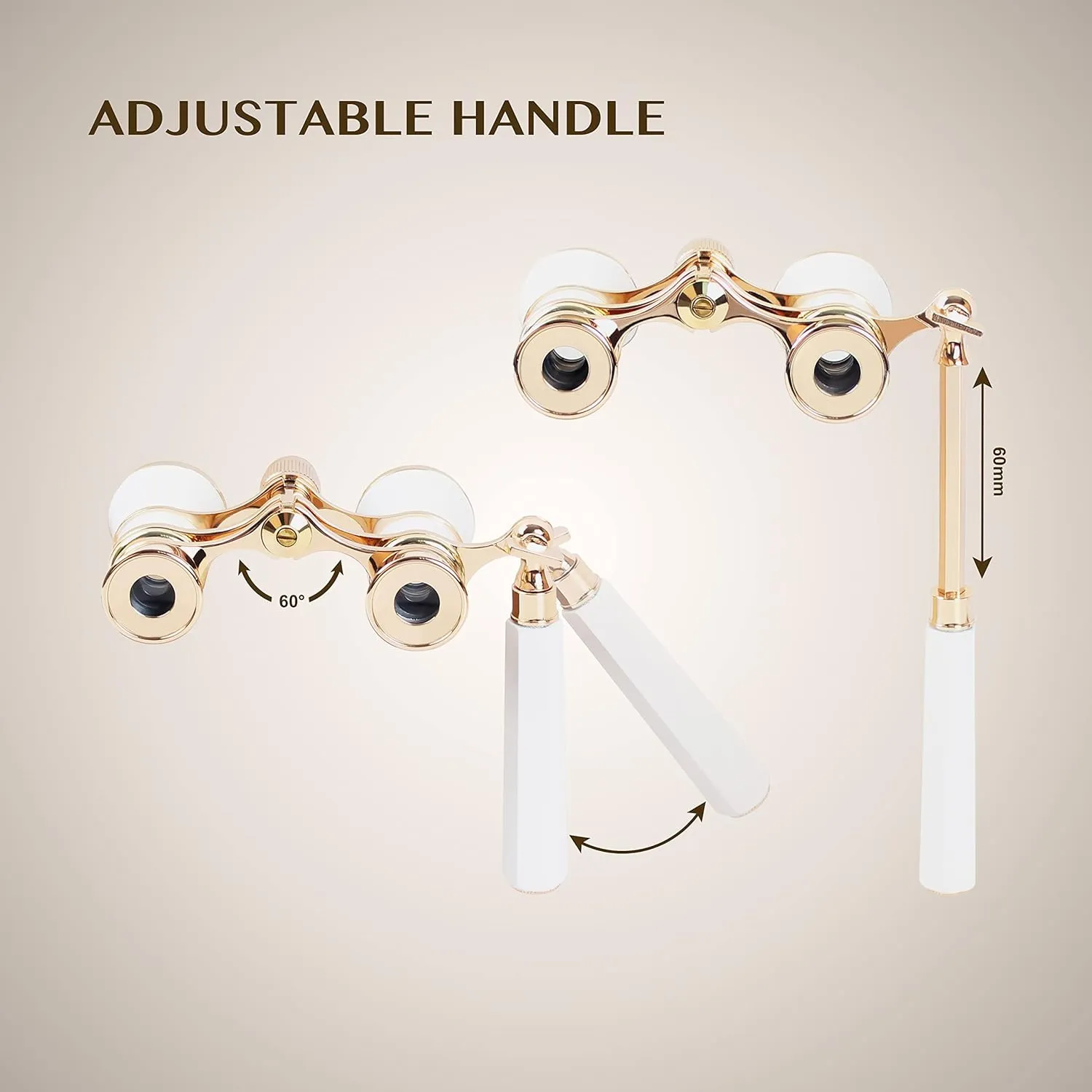 Yourelexit® Opera Glasses Binoculars 3X25 Lorgnette Theater Glasses Optical BK9 Mini Compact Lightweight Built-in Foldable Adjustable Handle Vintage for Adults Kids Women in Musical Concert Cinema