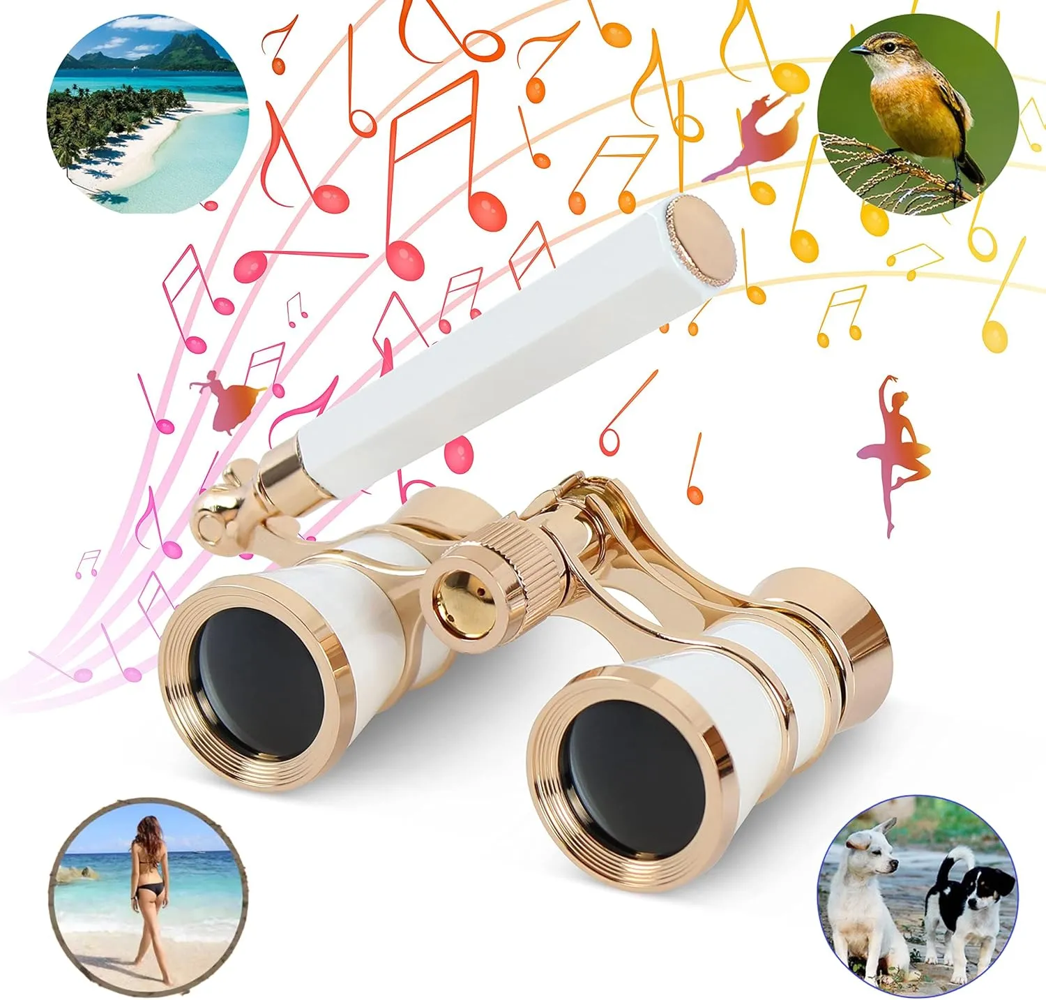 Yourelexit® Opera Glasses Binoculars 3X25 Lorgnette Theater Glasses Optical BK9 Mini Compact Lightweight Built-in Foldable Adjustable Handle Vintage for Adults Kids Women in Musical Concert Cinema