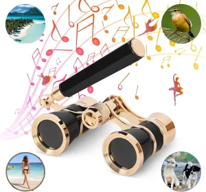 Yourelexit® Opera Glasses Binoculars 3X25 Lorgnette Theater Glasses Optical BK9 Mini Compact Lightweight Built-in Foldable Adjustable Handle Vintage for Adults Kids Women in Musical Concert Cinema