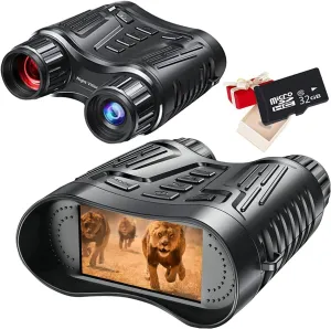 ZALix Mini Portable 4K Night Vision for Adults Hunting 100% Darkness, 984ft Night Vision Binoculars with 4K Video, 3.2'' Large Screen Night Vision for Hunting Camping Security, 32GB SD Card