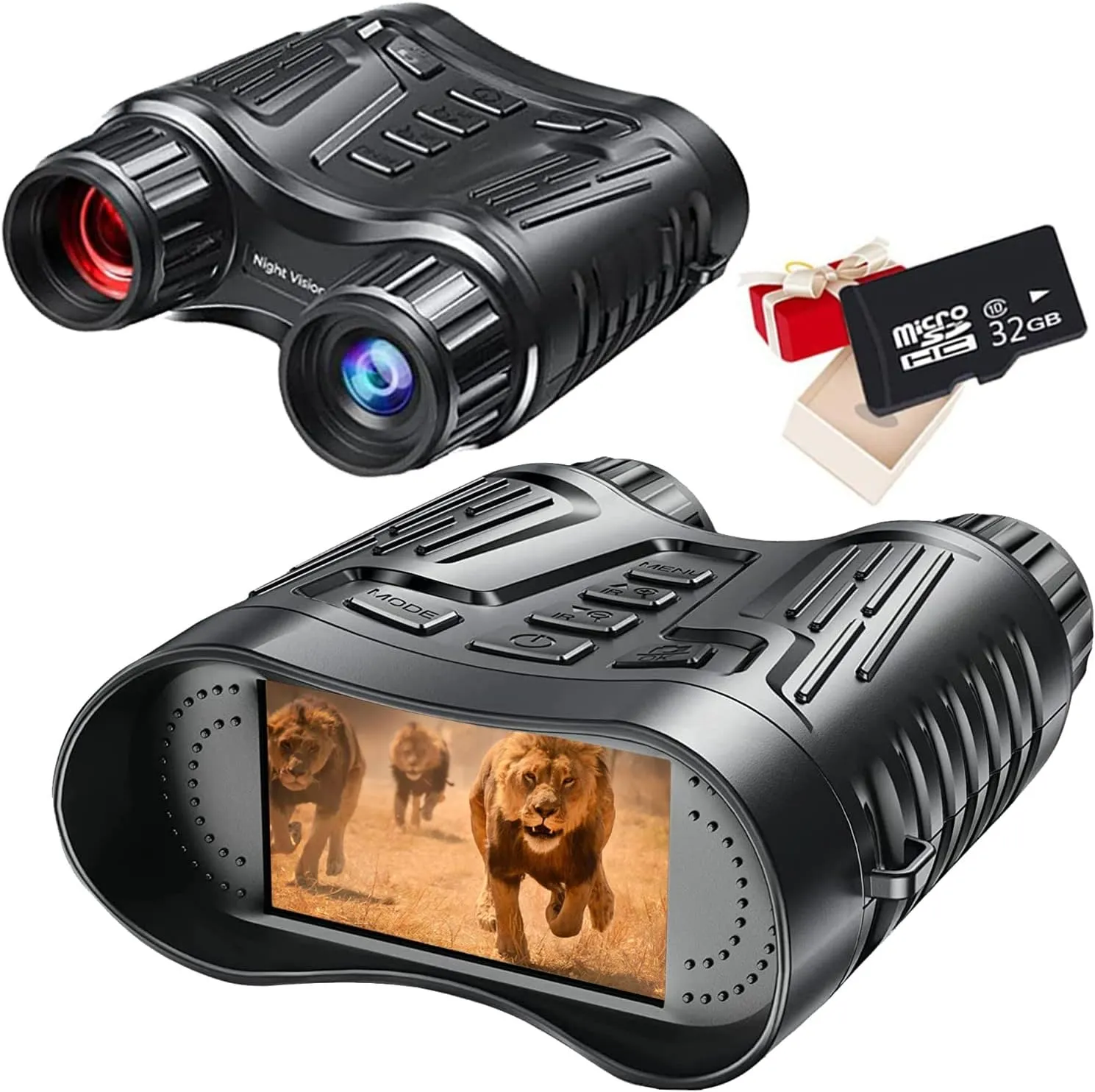 ZALix Mini Portable 4K Night Vision for Adults Hunting 100% Darkness, 984ft Night Vision Binoculars with 4K Video, 3.2'' Large Screen Night Vision for Hunting Camping Security, 32GB SD Card