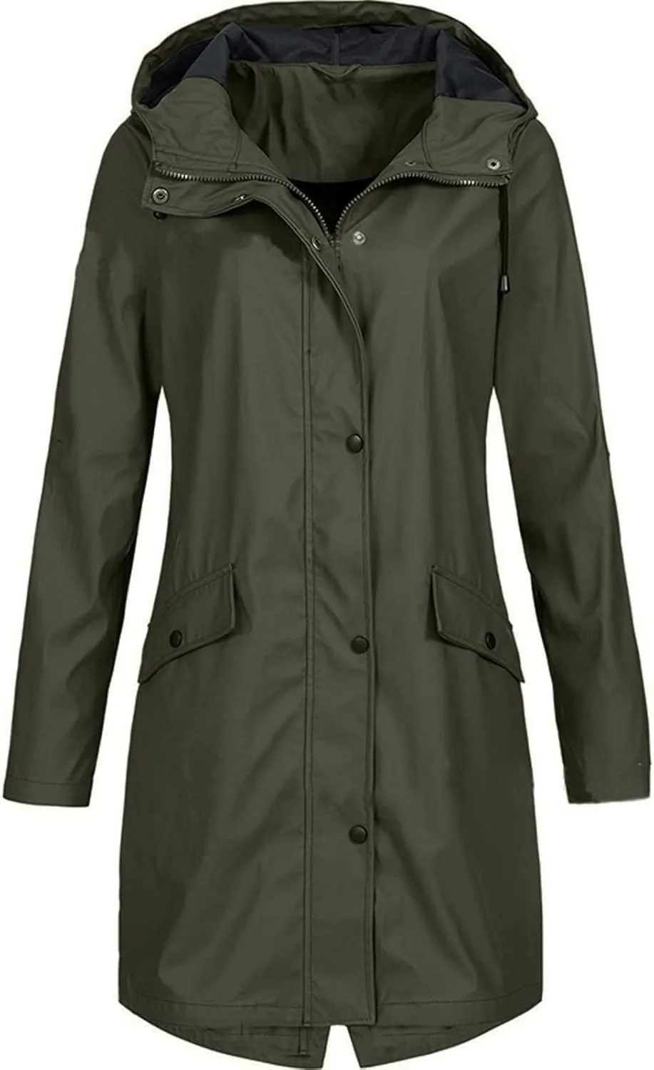 ZEFOTIM Womens Rain Jacket with Hood Waterproof Light Weight Casual Raincoat with Pockets Zip Up Hiking Jackets Clothes