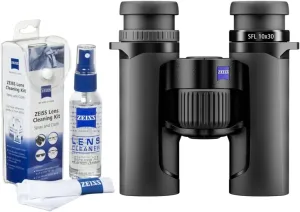 Zeiss SFL 10x30 Binoculars - Enhanced Comfortable Viewing with 90% Light Transmission - Compact and Clear Optics for Bird Watching and Outdoor Adventures Bundle with Microfiber Lens Care Kit (2 Items)