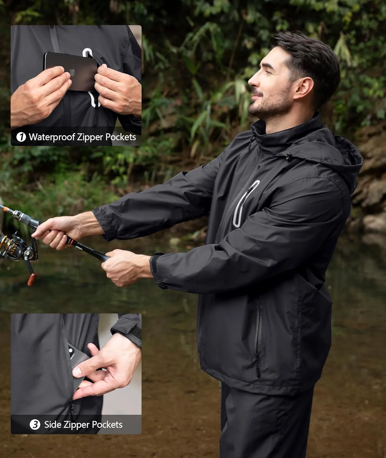 ZITY Rain Suit for Men Women Unisex Waterproof Golf Rain Gear Lightweight Breathable Mesh Waterpoof Zipper Pockets